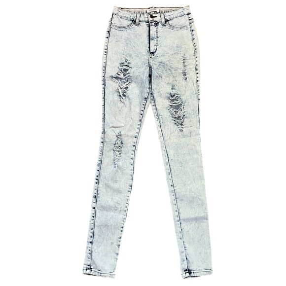 Vibrant M.I.U. Distressed Light Wash High-Waisted Skinny Jeans Size 11 - Picture 2 of 5